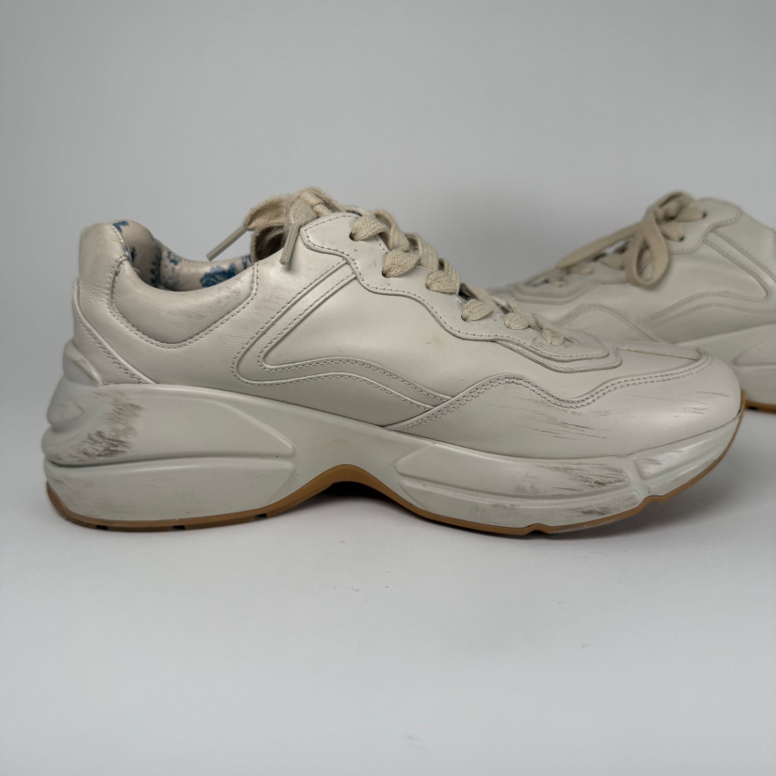 Gucci Rainbow Logo Cream Rython Sneaker Size GG 8.5