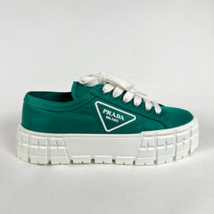 Prada Double Wheel Green Re-Nylon Sneakers Size 38.5