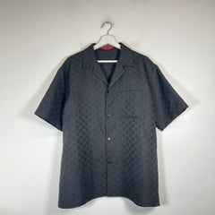 Gucci Black GG Linen Blend Bowling Shirt Size L