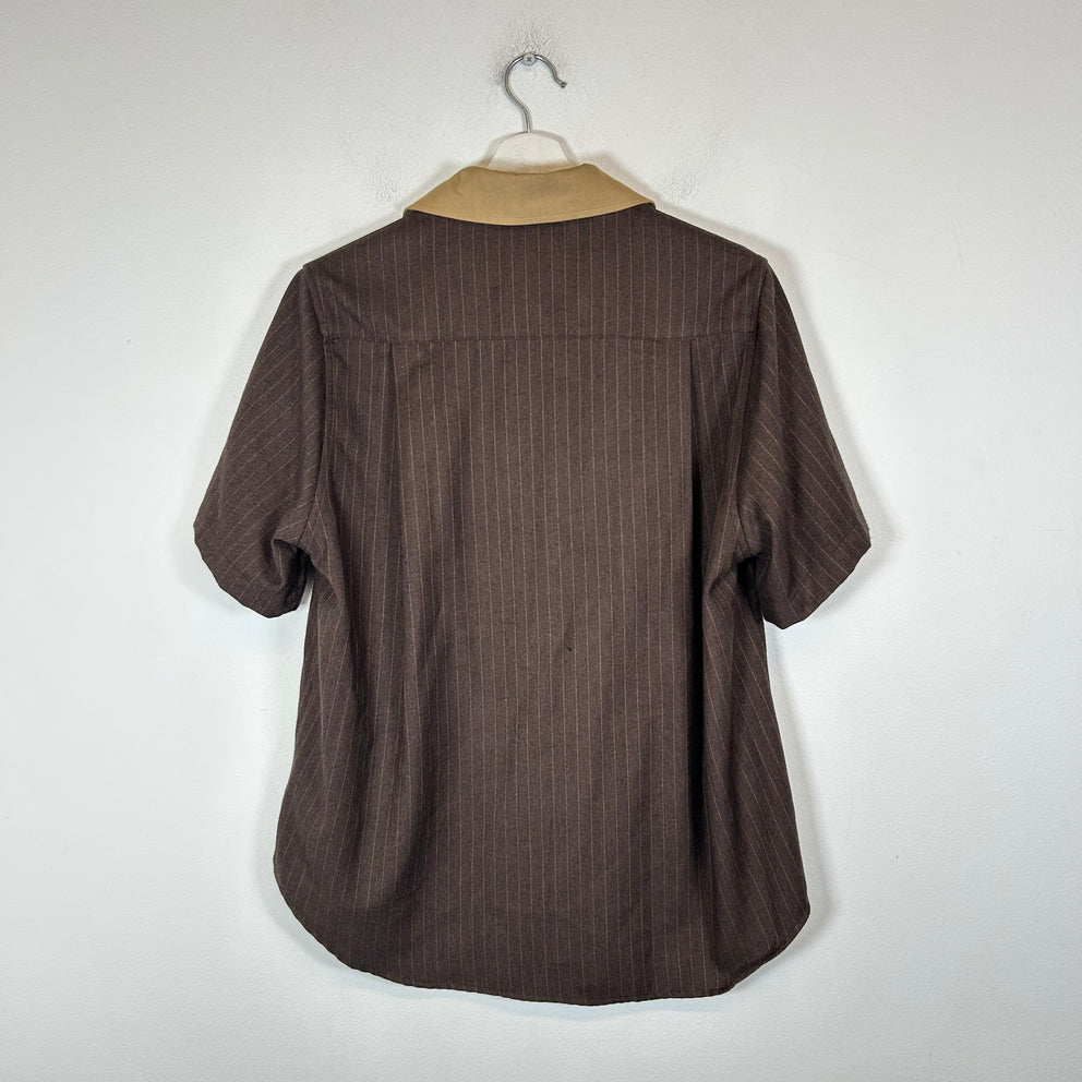 Rhude Brown Twill Stripe Mechanic Shirt Size S