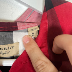 Burberry London Red Check LS Button Up Sz XL