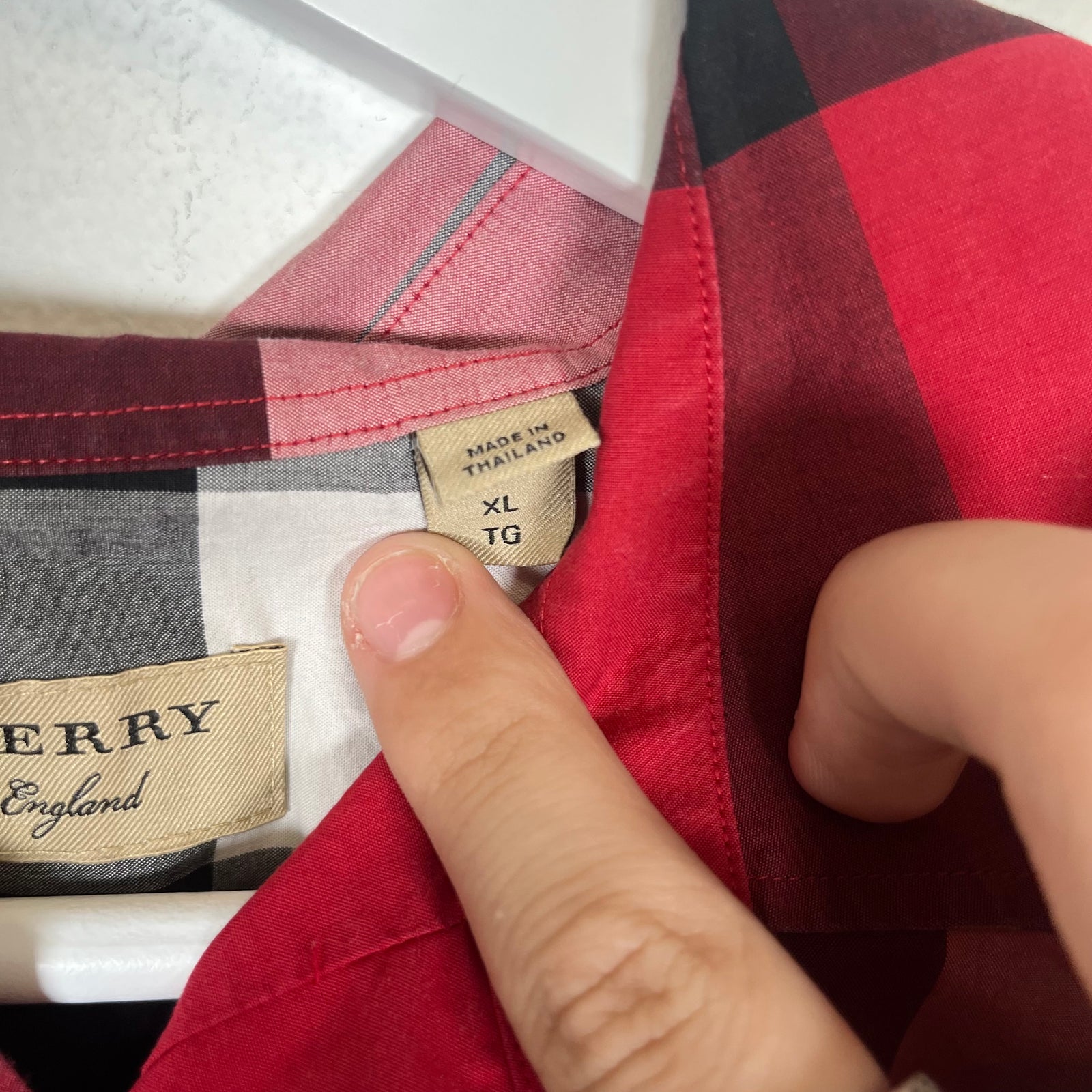Burberry London Red Check LS Button Up Sz XL