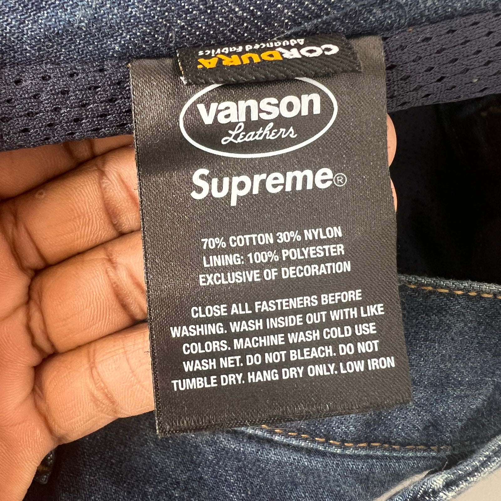 Supreme x Vanson Leathers Blue Denim Racing Jeans Size 30
