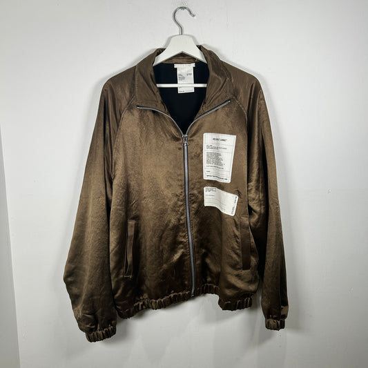 Helmut Lang Olive Satin Label Patch Coach Jacket Size XXL