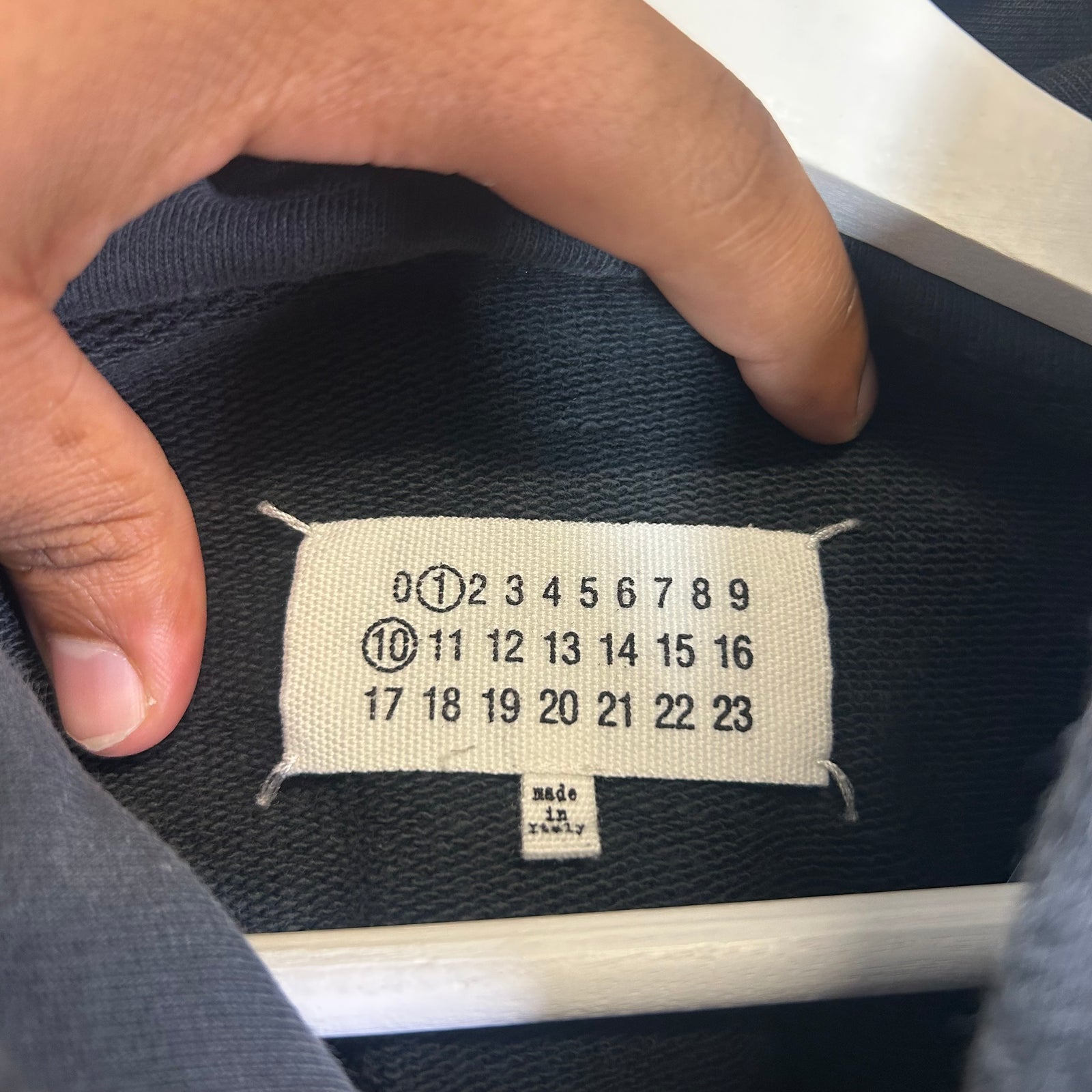 Maison Margiela Black Embroidered Numbers Logo Hoodie Size M