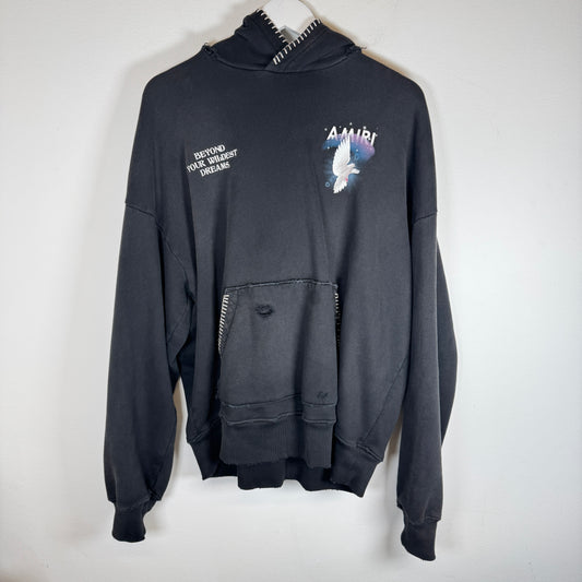 Amiri VIntage Black Eternal Dove Hoodie Size S