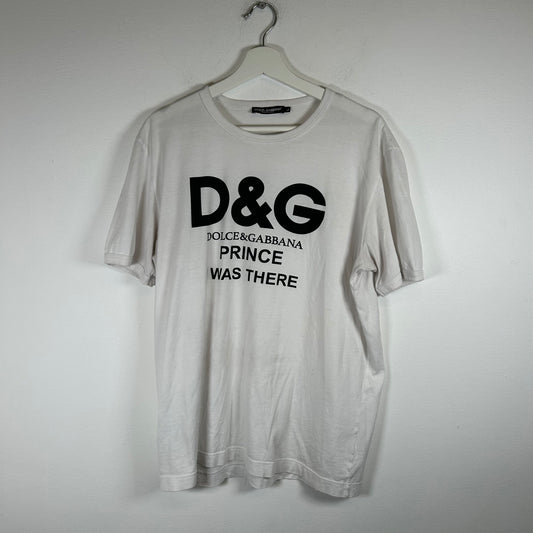 Dolce & Gabbana White "Prince I Was There" T-shirt Size L