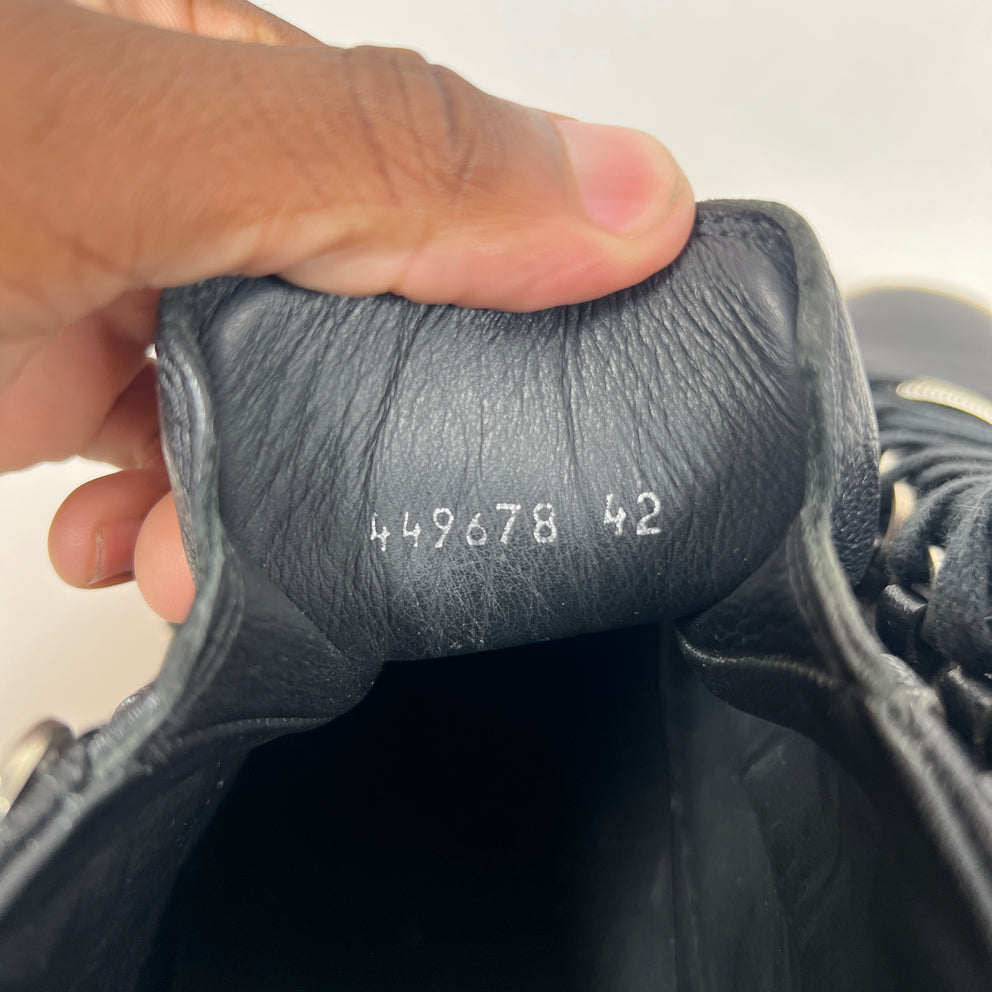 Balenciaga Black Lambskin Arena Sneaker Size 42