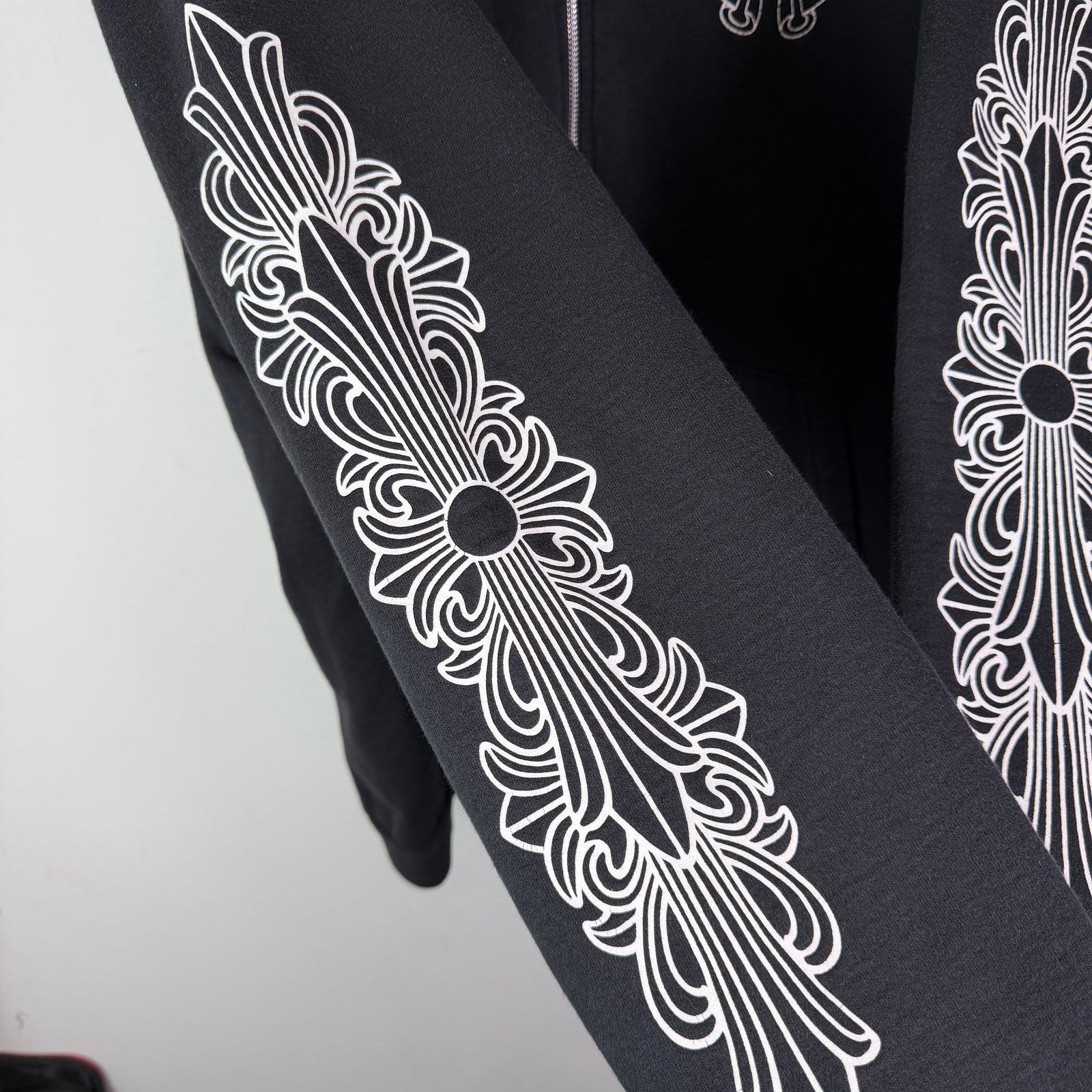 Chrome Hearts Horseshoe Floral Cross Zip-Up Hoodie