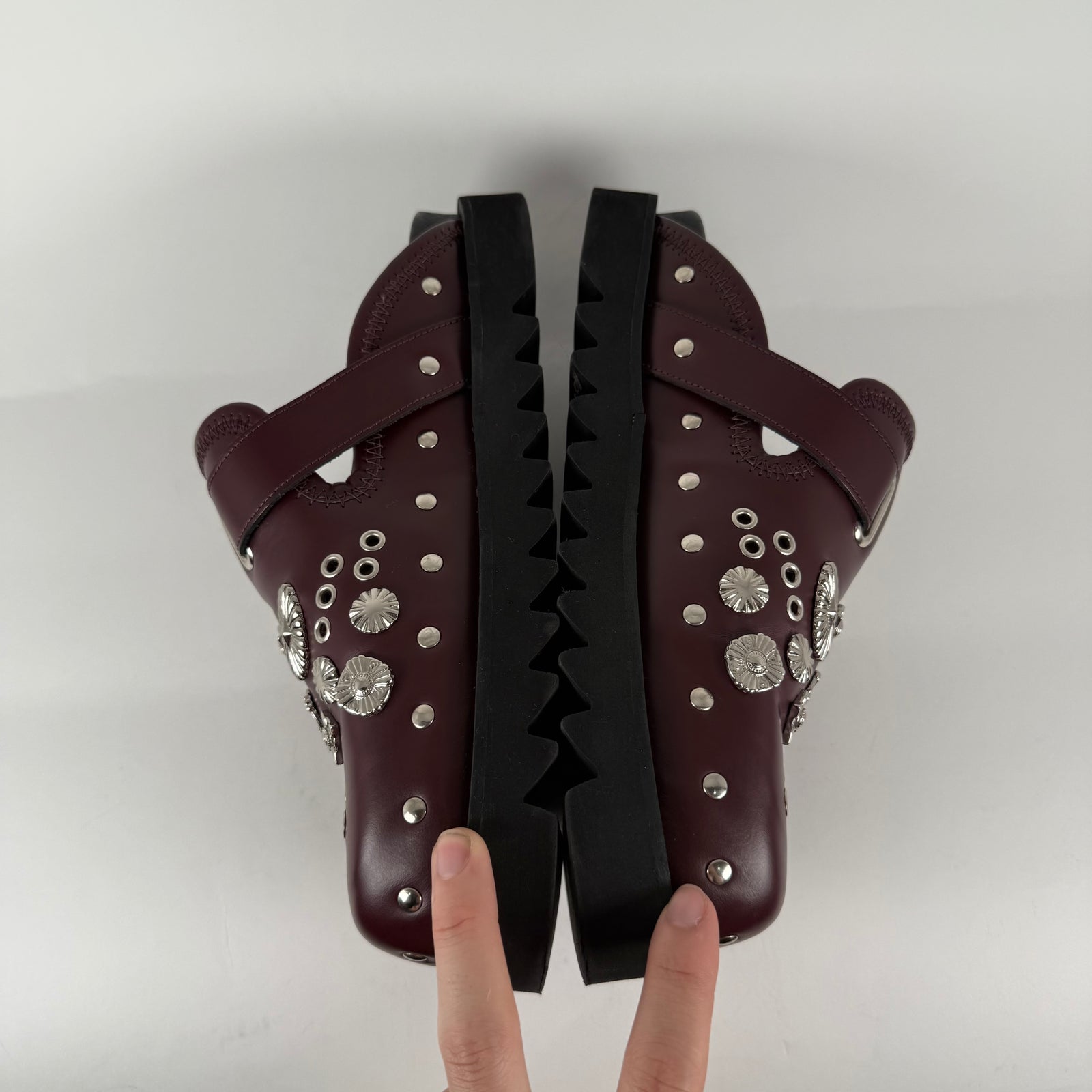 Toga Virilis Red Studded Slip-On Mules Size 8