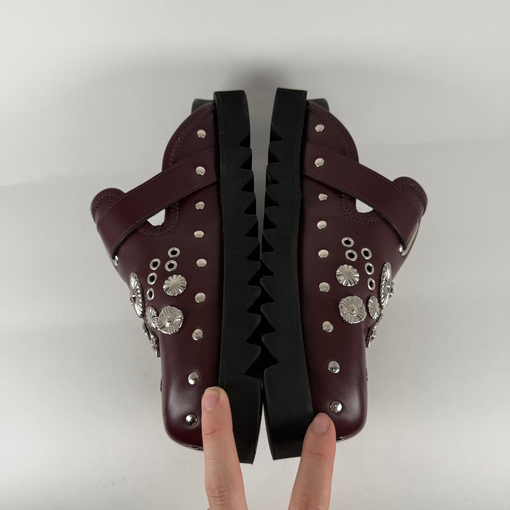 Toga Virilis Red Studded Slip-On Mules Size 8