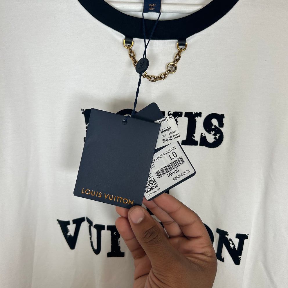 Louis Vuitton White Louis 4 Vuitton Logo Tee Size L