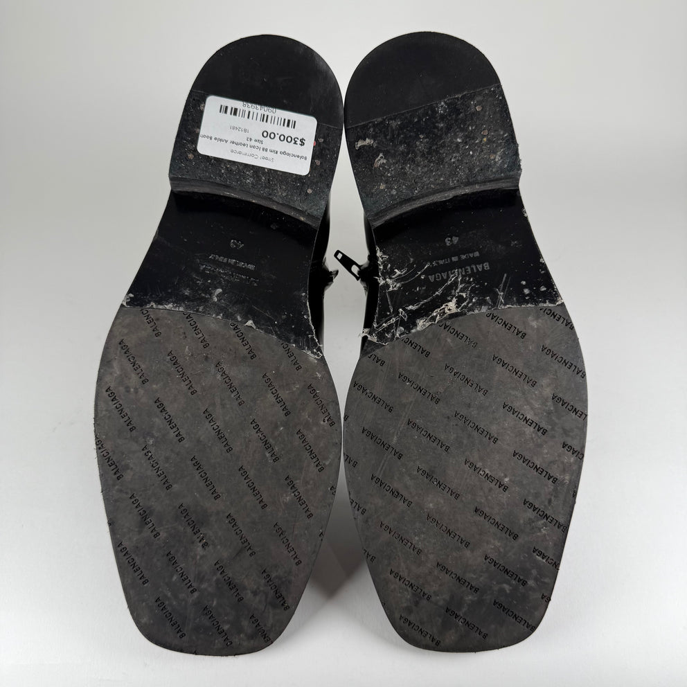 Balenciaga Rim BB Icon Leather Ankle Boots Size 43
