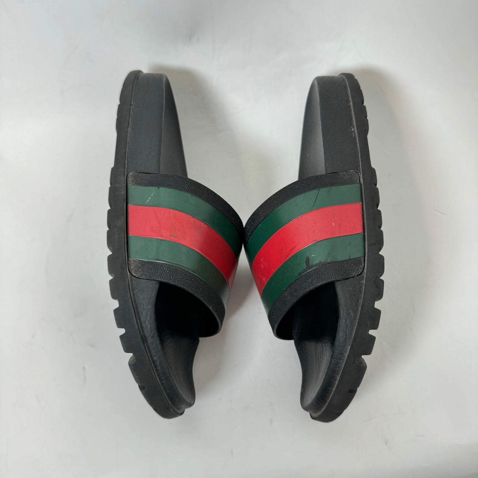 Gucci Black Signature Stripe Slides Size 9