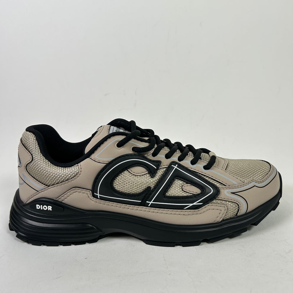 Dior B30 Beige/Black Mesh Microfiber Sneakers