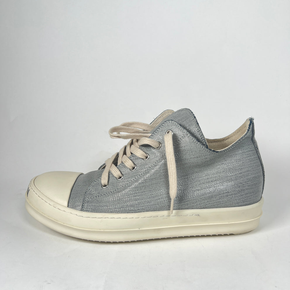 Rick Owens Waxed Silver Sub-Human Low-Top Ramones Size 42