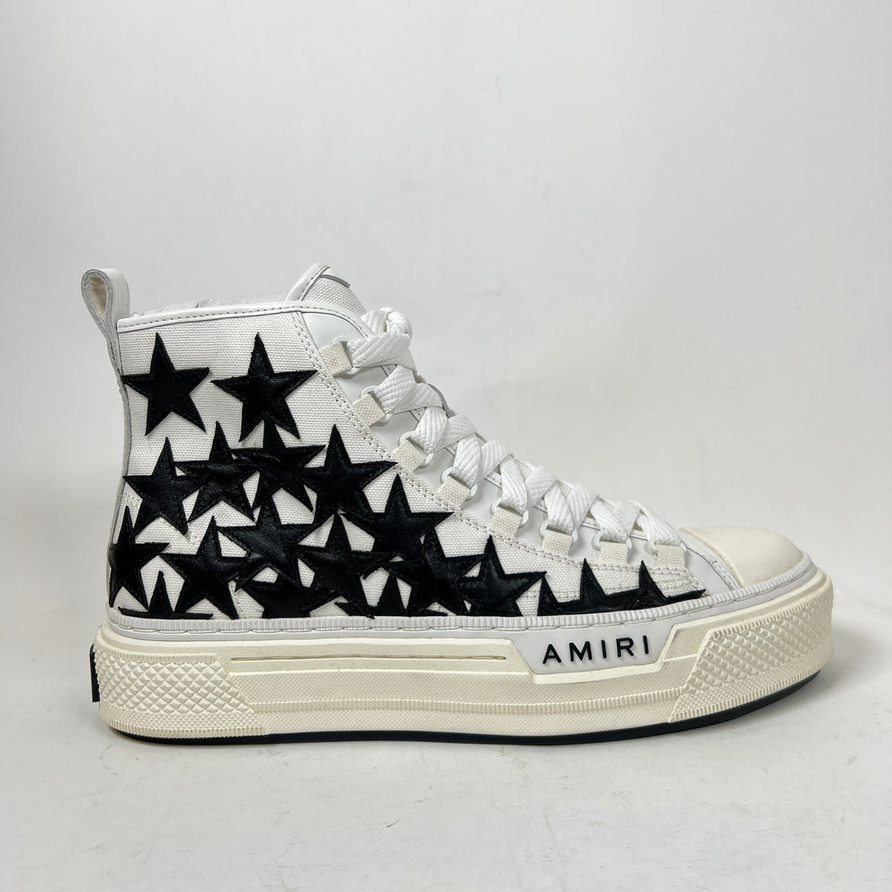 Amiri Black/White Stars Court High-Top Sneaker Size 41