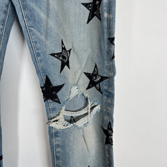 Amiri Bandana Paisley Star Patch Jeans Size 34