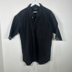 Balenciaga Green Spell-out Logo Denim Shirt Size XL
