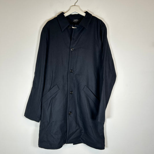 APC Navy Wool Mac Rodger Coat Size L