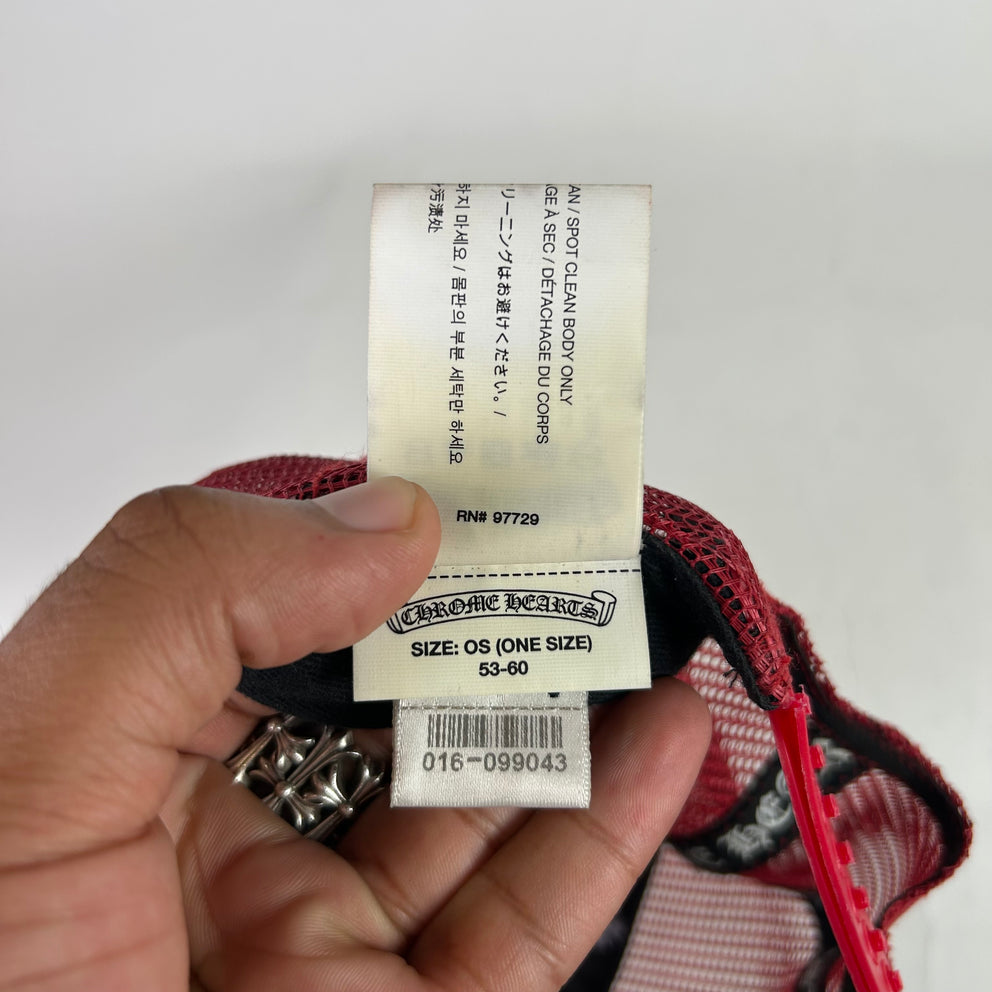 Chrome Hearts Smoked Red Fuck Hollywood Trucker Hat