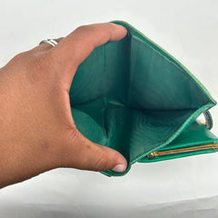 Chanel Green Pebbled Leather Bi-Fold Wallet