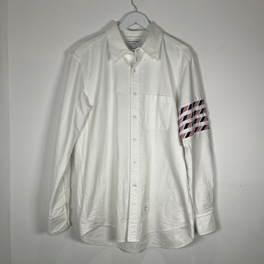 Thom Browne Wovern 4 Bar White Shirt Size 5