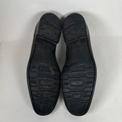 Ferragamo Black Square Toe Leather Loafers Size 10.5