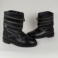 Raf Simons AW06 Black 'Accordion' Zipper Boots Size 8