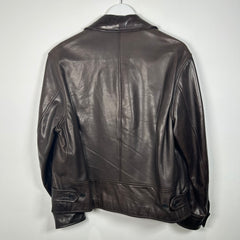John Varvatos Brown Leather Zip-Up Jacket Size M