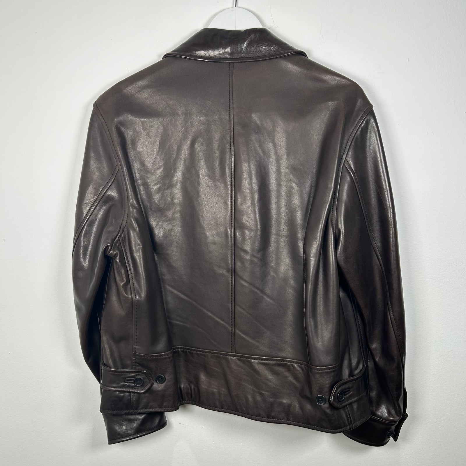 John Varvatos Brown Leather Zip-Up Jacket Size M