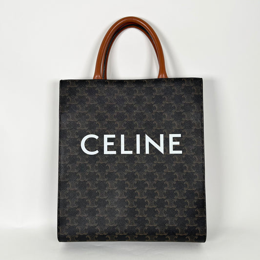 Celine Cabas Vertical Triomphe Logo Tote