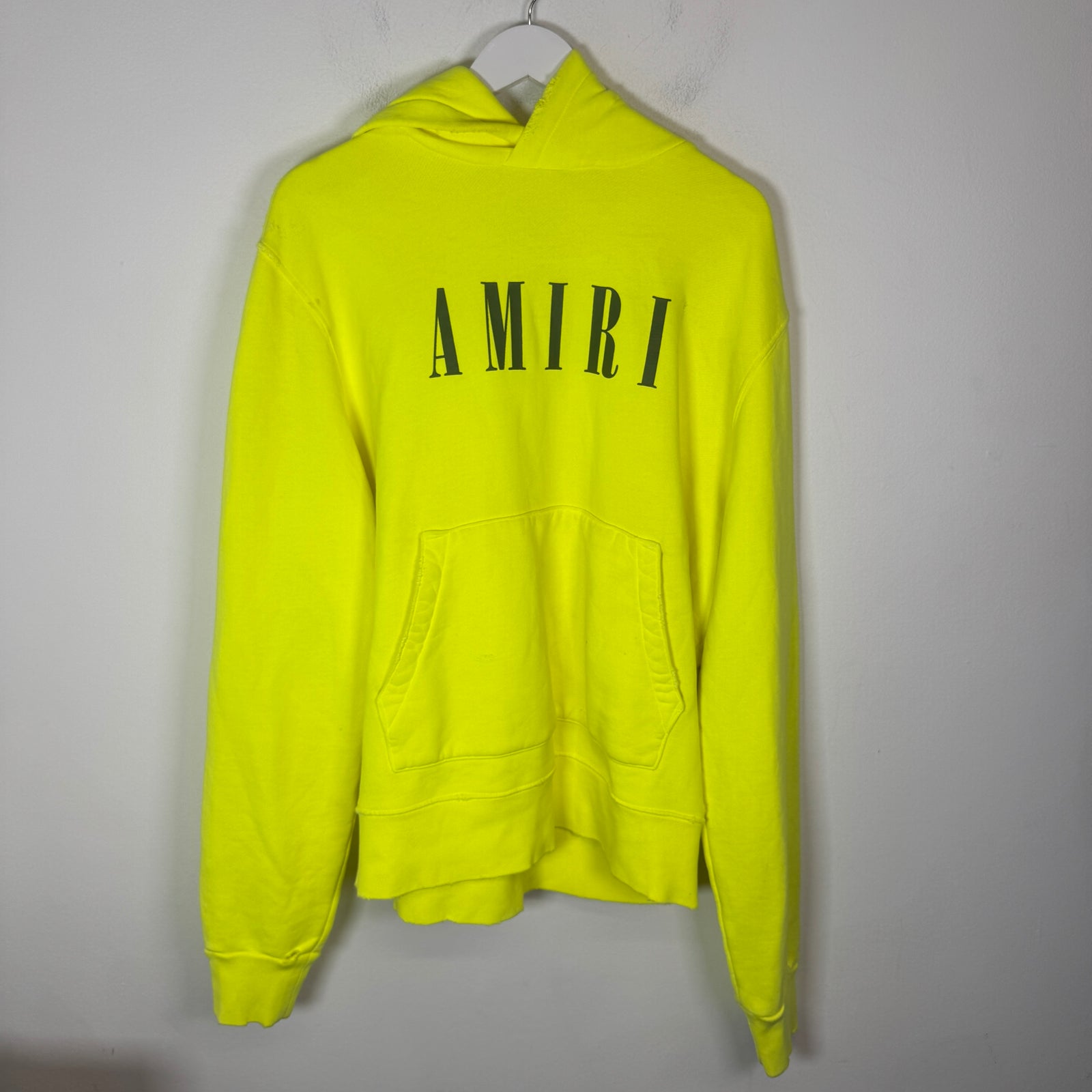 Amiri Neon Yellow Core Logo Hoodie Size M
