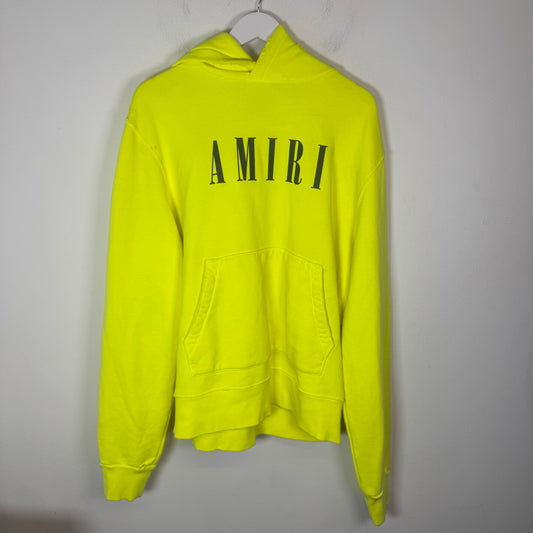 Amiri Neon Yellow Core Logo Hoodie Size M