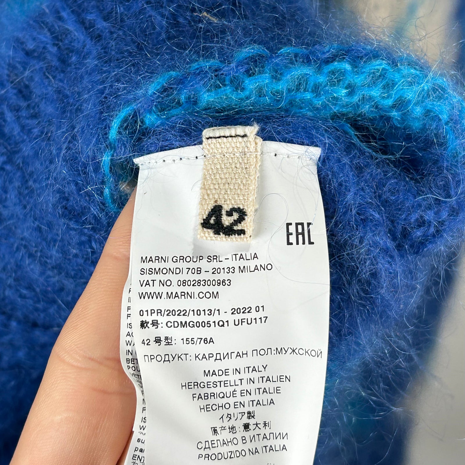 Marni Mohair Blue Cardigan Knit Sweater Size Small