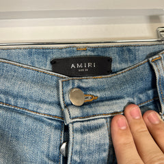 Amiri MX1 Lightwash Black Leather Size 38
