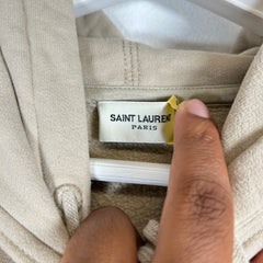 Saint Laurent Beige Paint Logo Hoodie Size XL