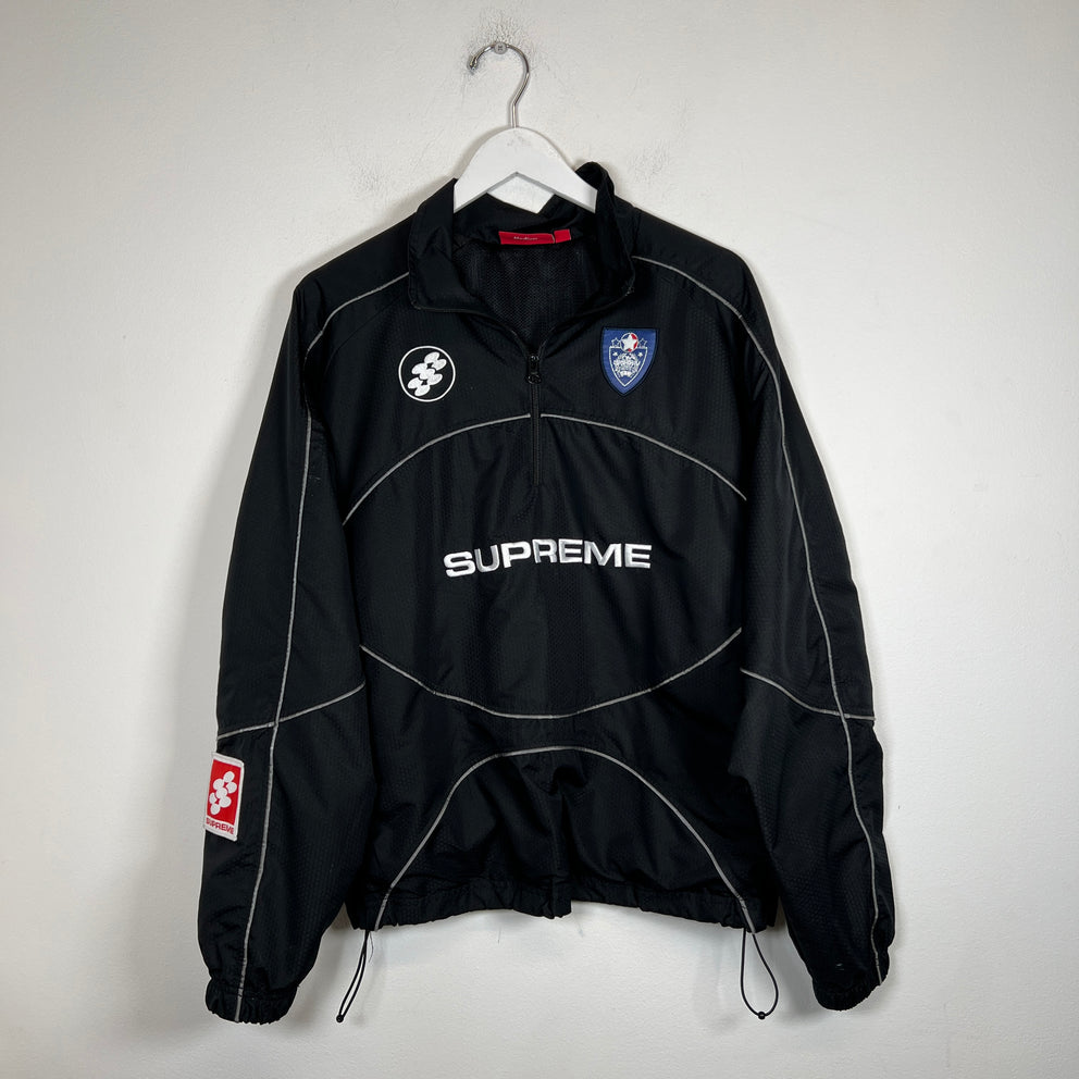Supreme Black Reflective Piping Pullover Size M