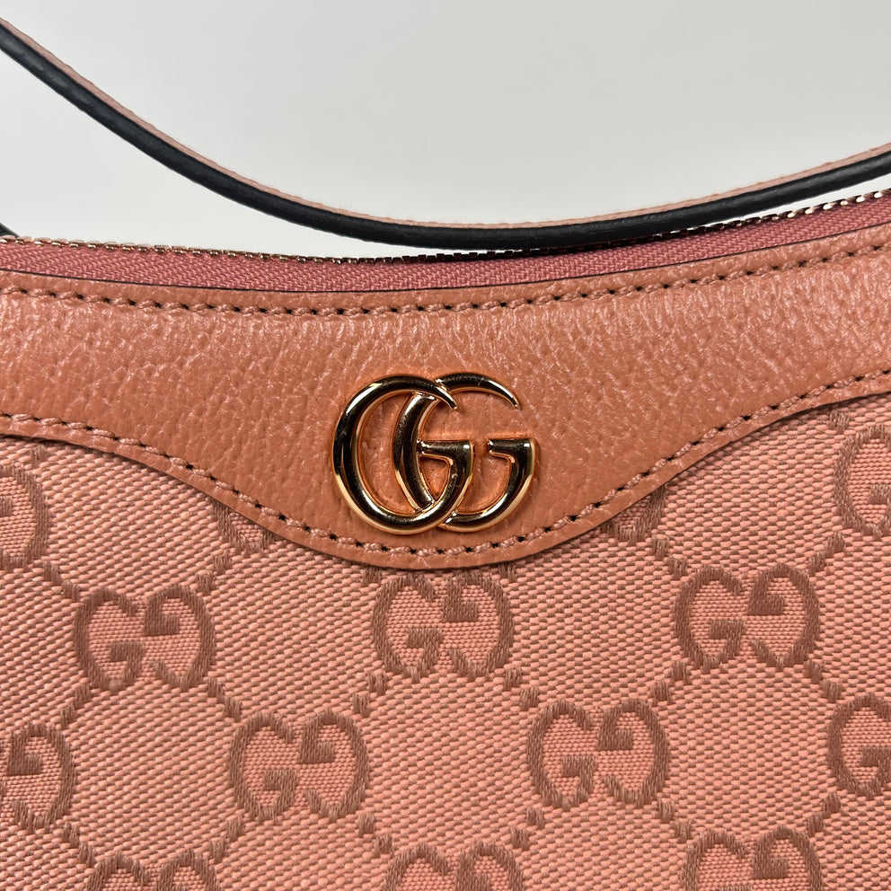 Gucci Pink Small GG Ophidia Canvas Shoulder Bag