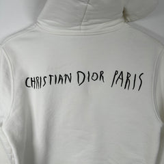 Dior White Embroidered Hoodie Size S