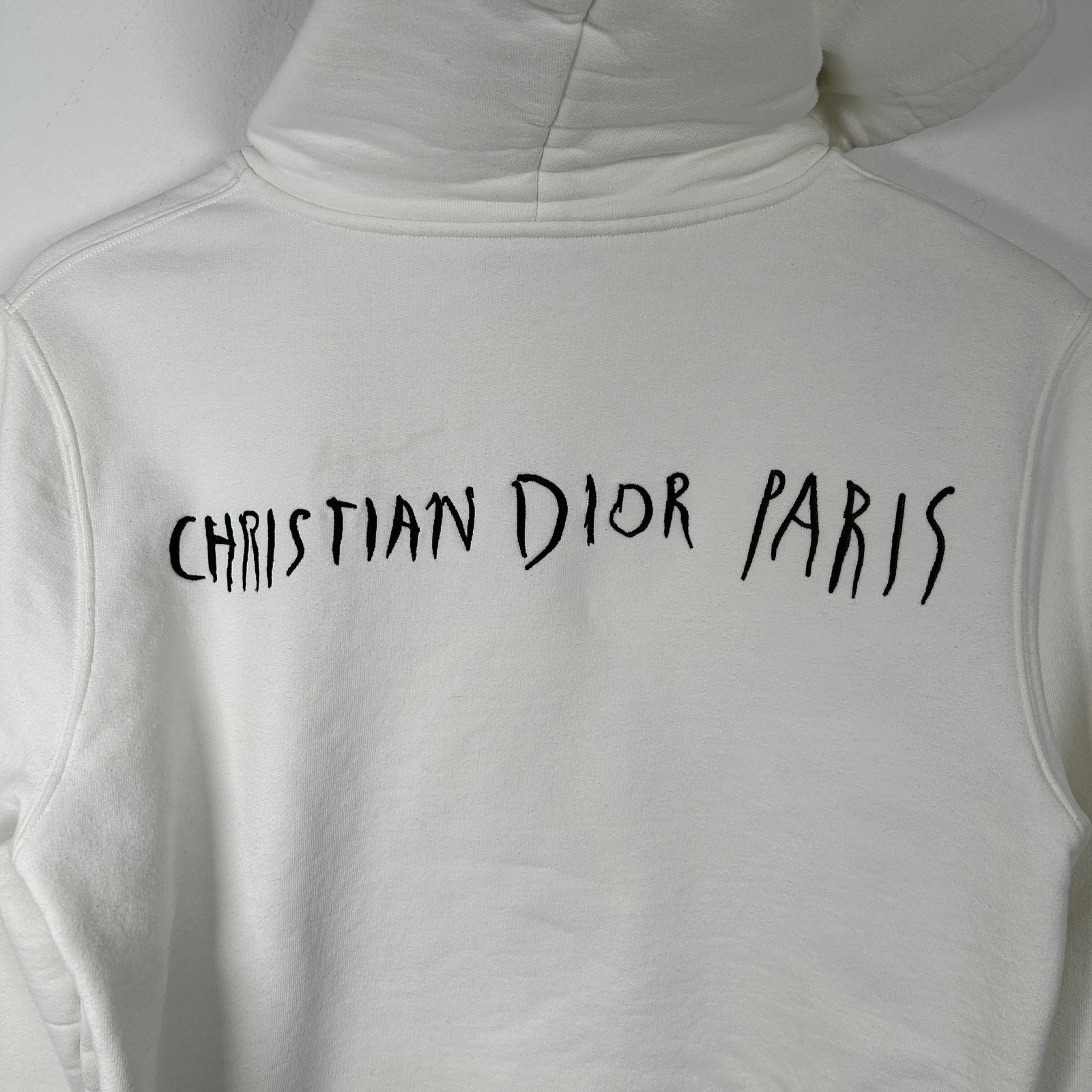Dior White Embroidered Hoodie Size S