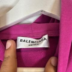Balenciaga Purple Sporty B Cropped Hoodie Size L