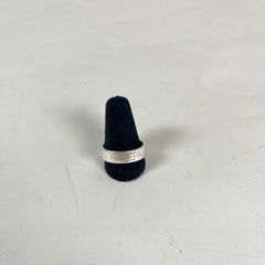 Tiffany Sterling Silver Stamp Logo Diamond Ring Size 10.5