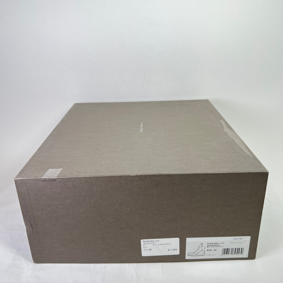 Rick Owens Black/Milk Geobasket Sneakers