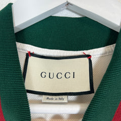 Gucci White Web Collar Polo Shirt Size L