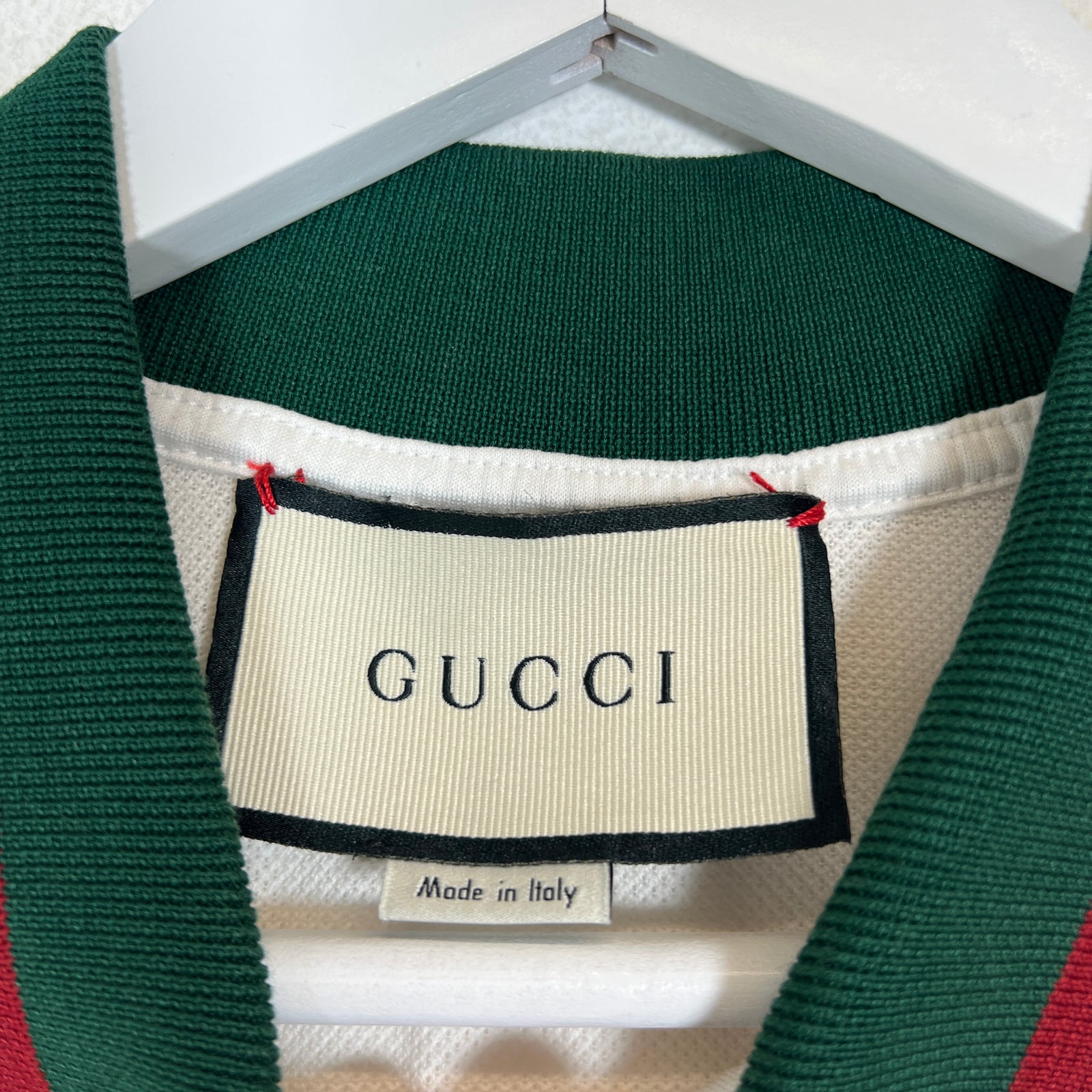 Gucci White Web Collar Polo Shirt Size L