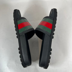 Gucci Black Web Rubber Sandals Size GG 12