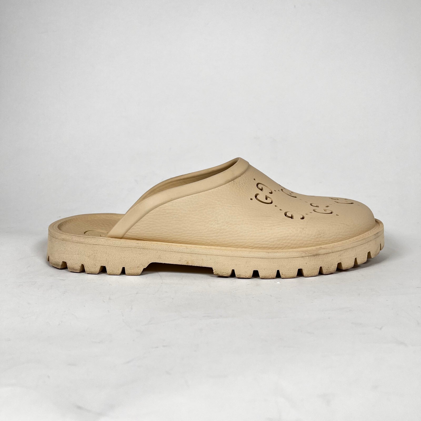 Gucci Tan Rubber Mules Size 9