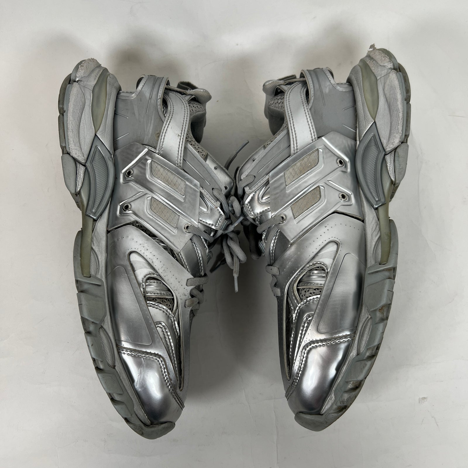 Balenciaga Metallic Silver Track Sneaker Size 43