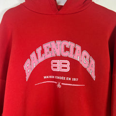 Balenciaga Red Maison Fondee 1917 Wide Fit Hoodie Size 2